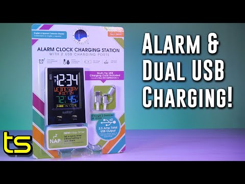 DOUBLE DUTY- La Crosse Alarm Clock Charging Station for 2 phones!